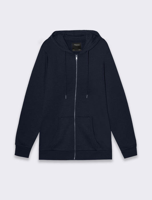 Felpa basic con cappuccio e cerniera da uomo - Blu