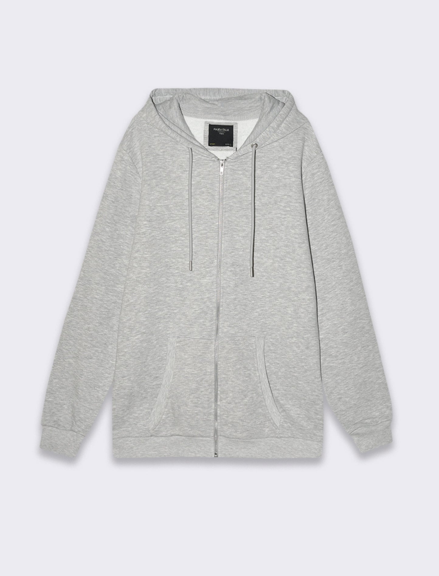 Felpa basic con cappuccio e cerniera da uomo - Grigio mel.