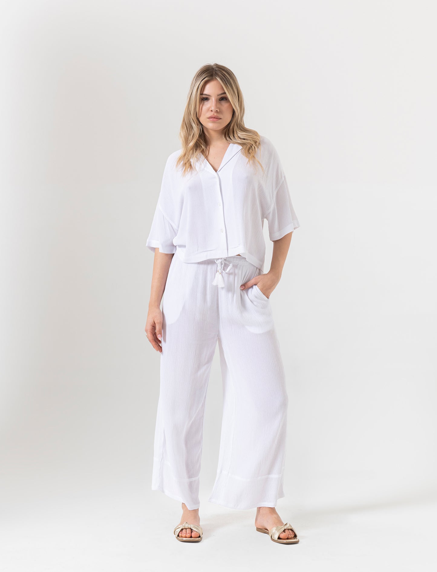 Pantalone coulotte da donna - Bianco