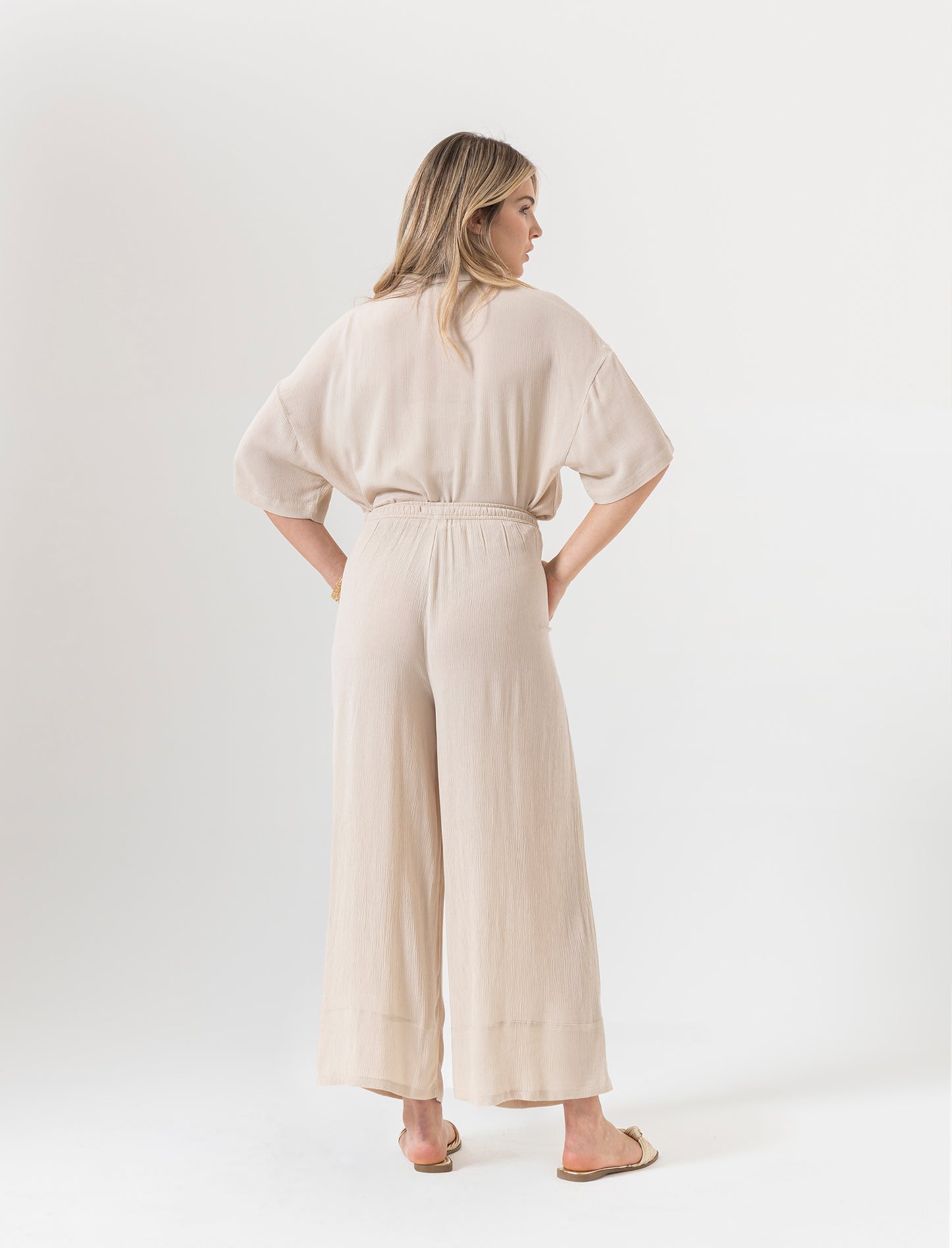 Pantalone coulotte da donna - Beige corda