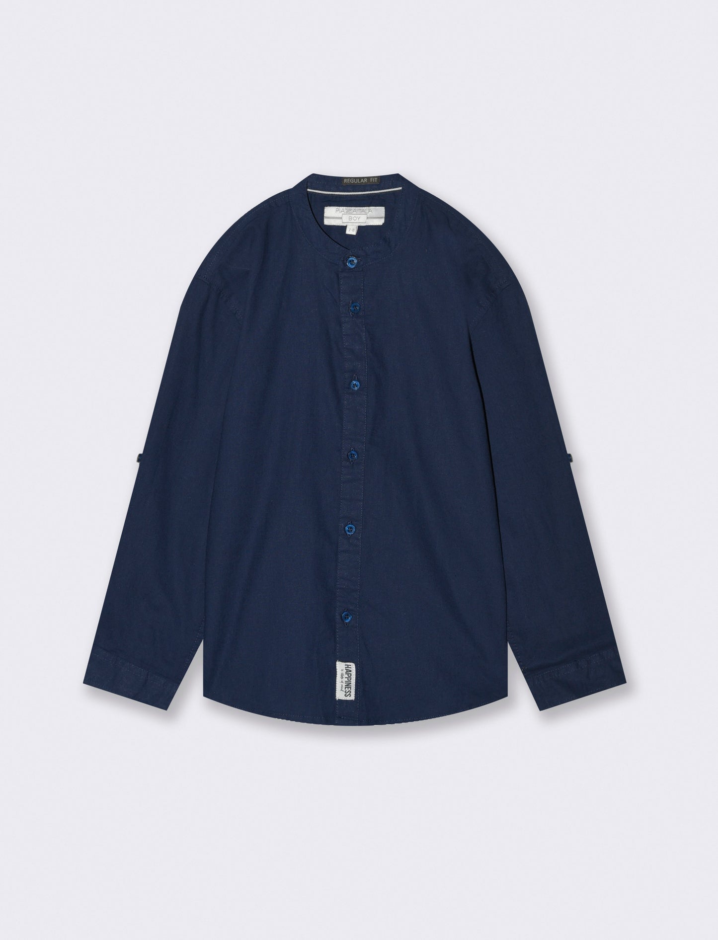 Camicia collo coreano da bambino - Blu