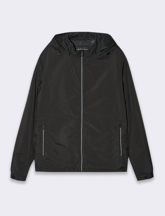 Man's windproof jacket with hood - Black