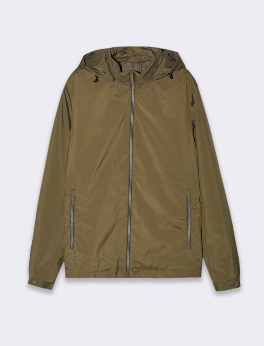 Man's windproof jacket with hood - Green