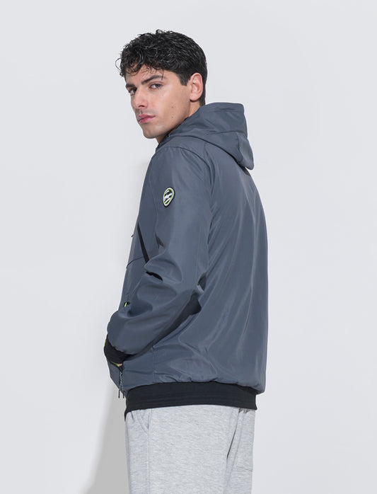 Man's windproof jacket with hood - Blue