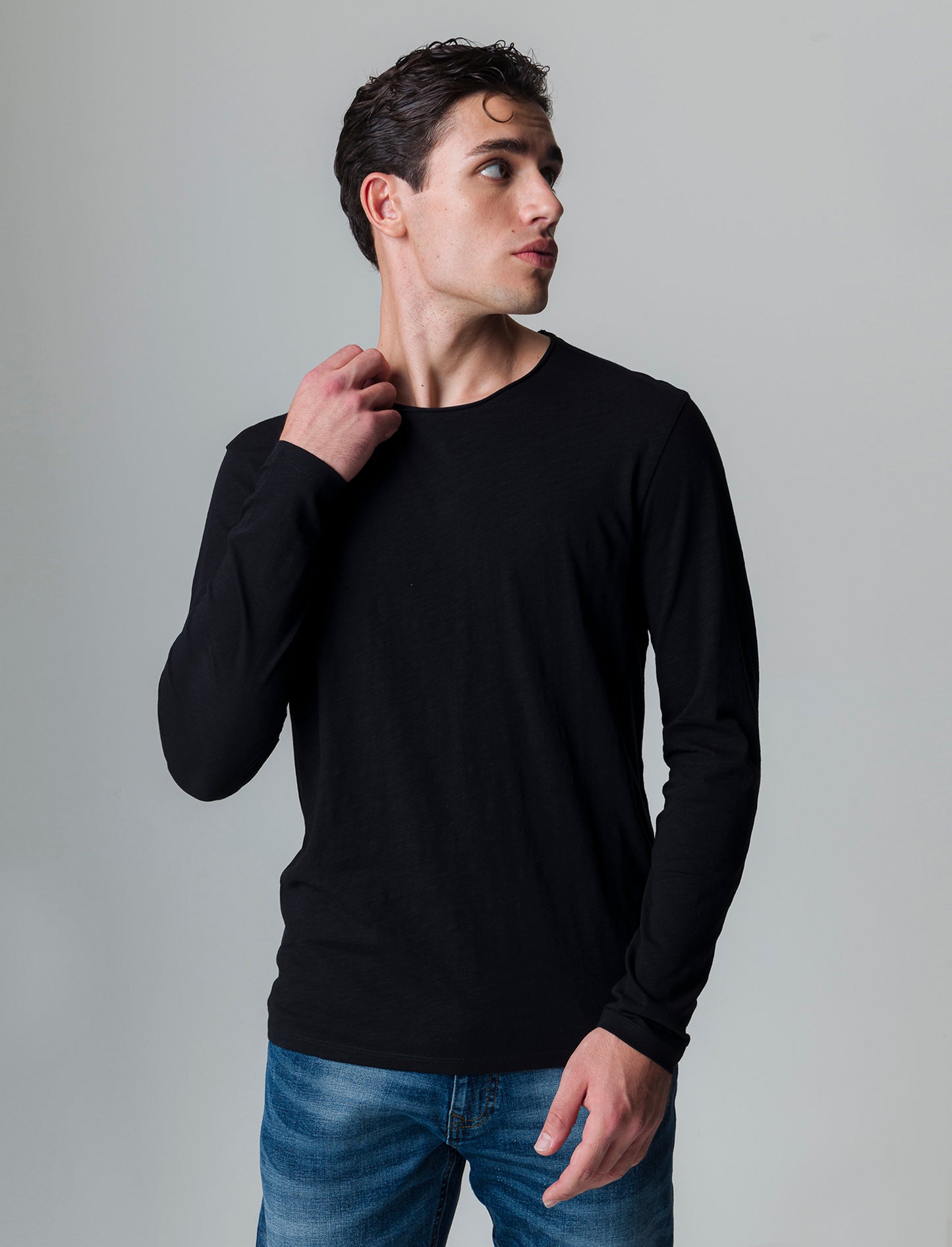 Man's basic slub cotton t-shirt - Black