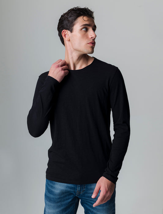 Man's basic slub cotton t-shirt - Black