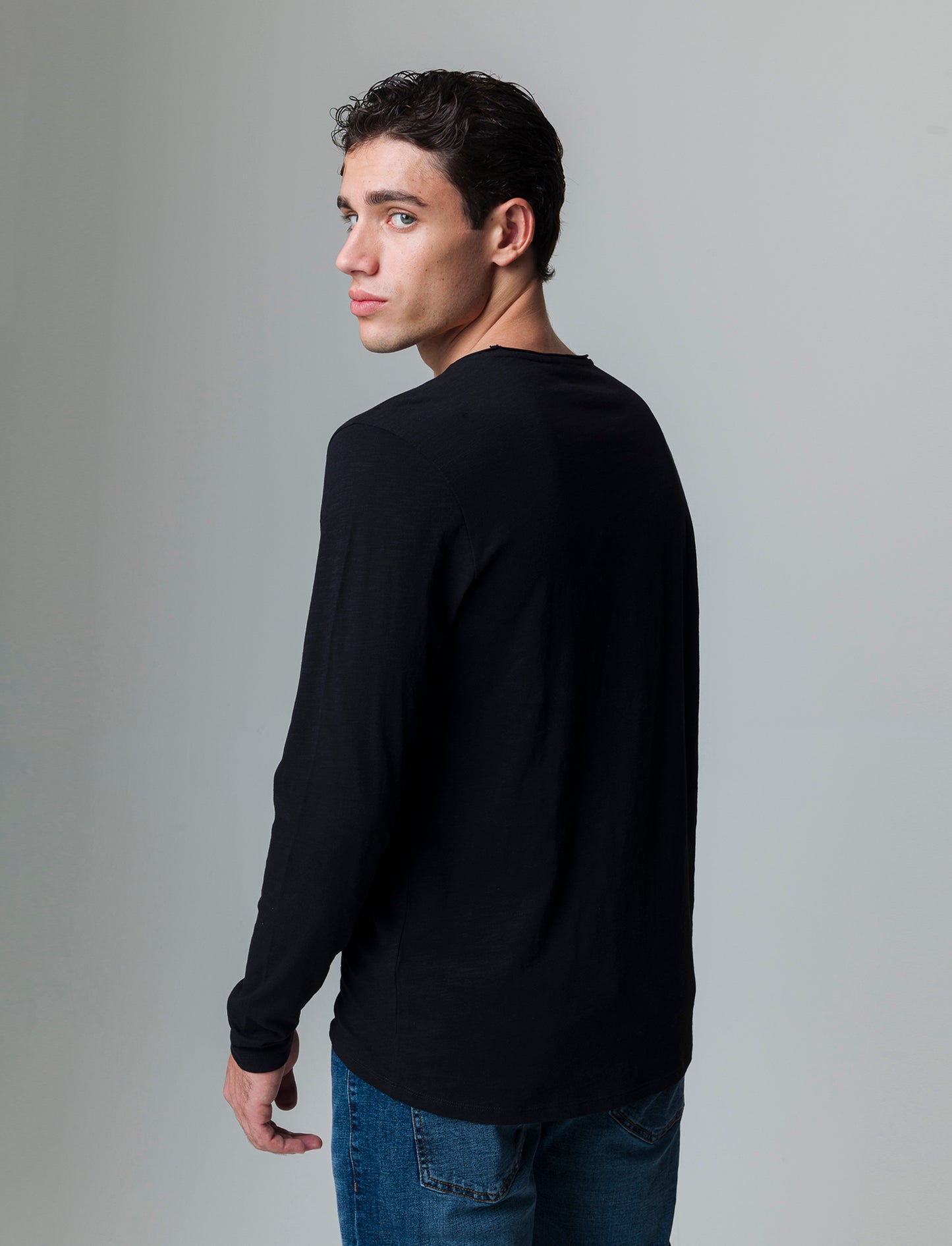 Man's basic slub cotton t-shirt - Black