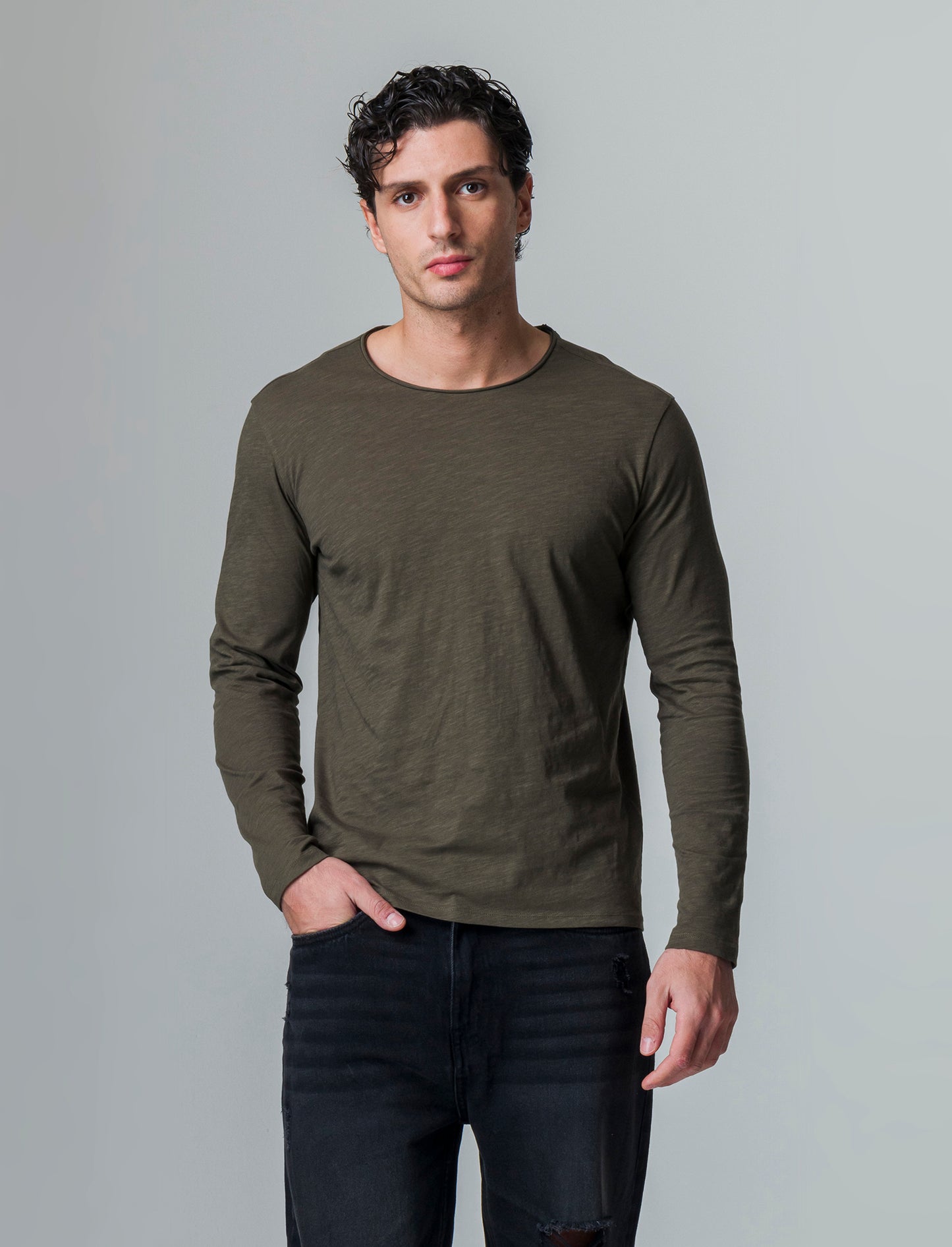 Man's basic slub cotton t-shirt - Green