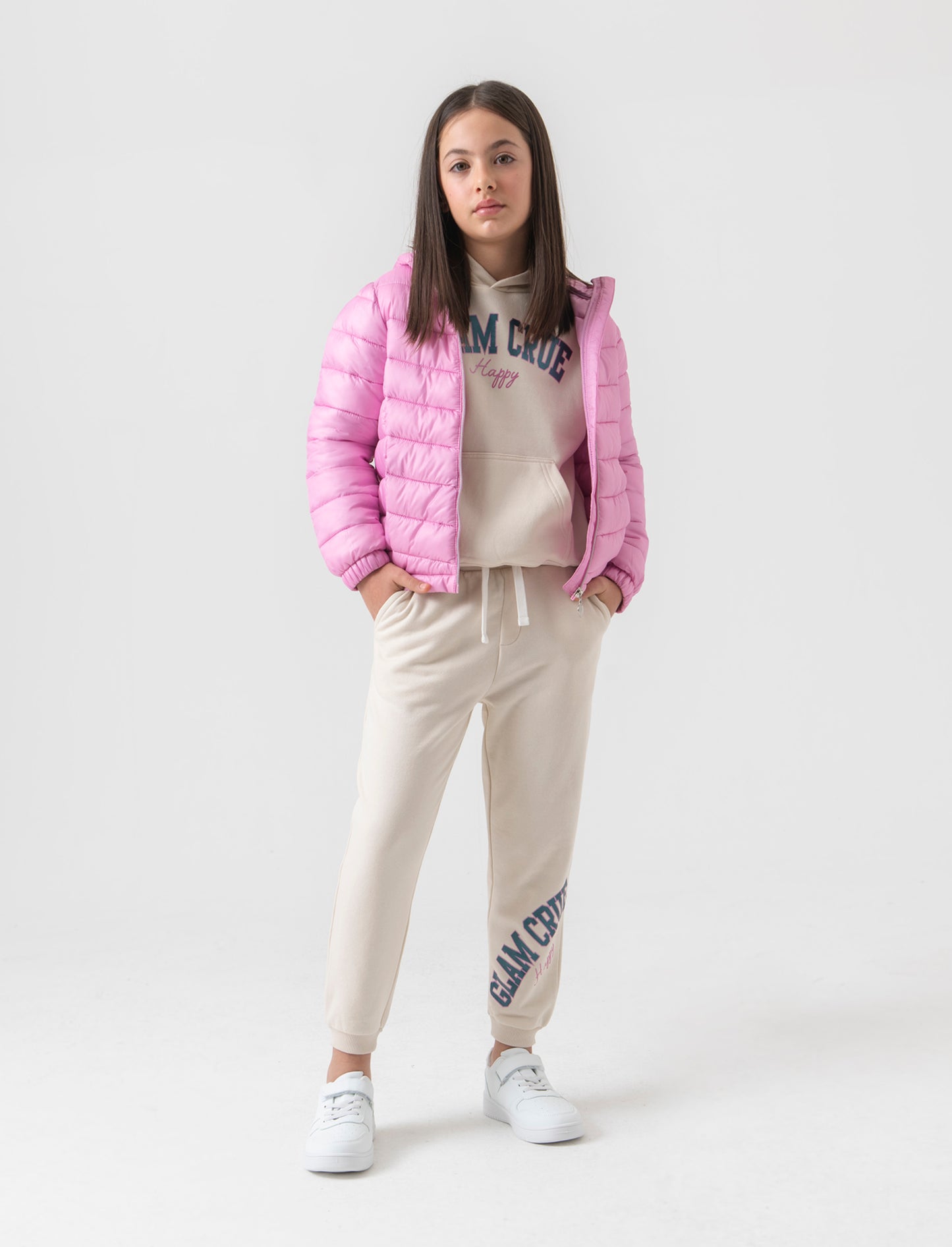 Felpa tascone da bambina - Beige
