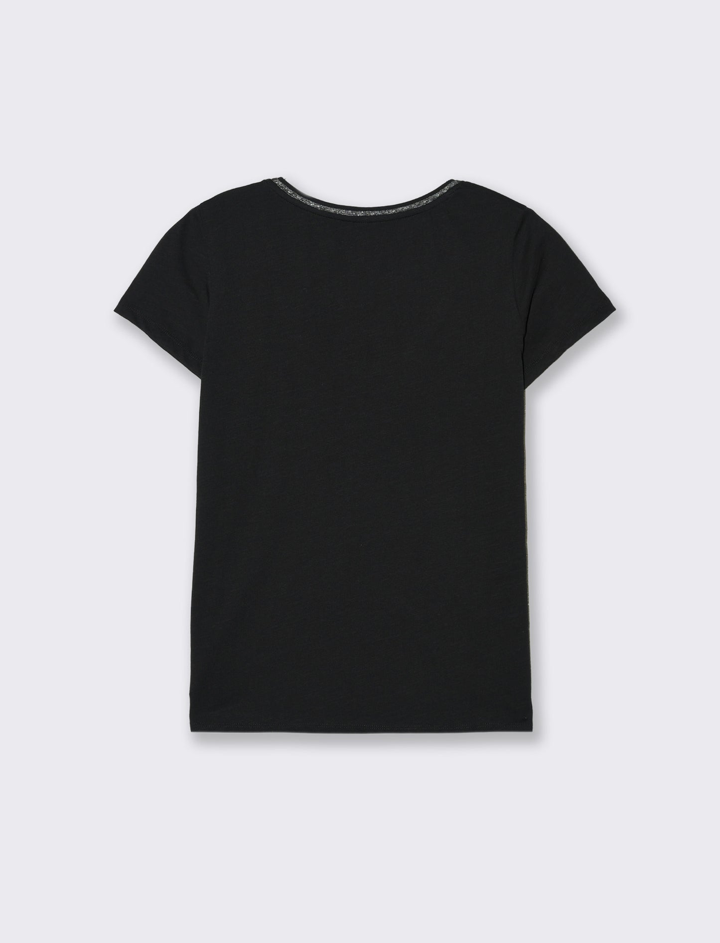 Woman's metallic trim t-shirt - Black