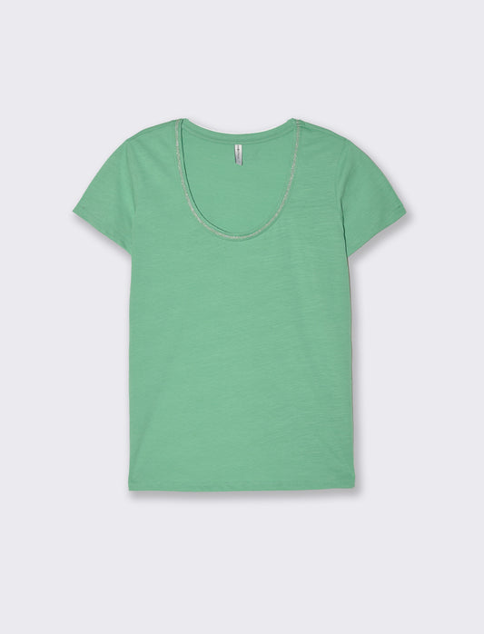Woman's metallic trim t-shirt - Green