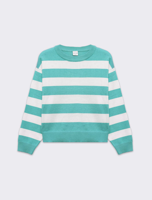 Maglione a righe da bambina - Verde