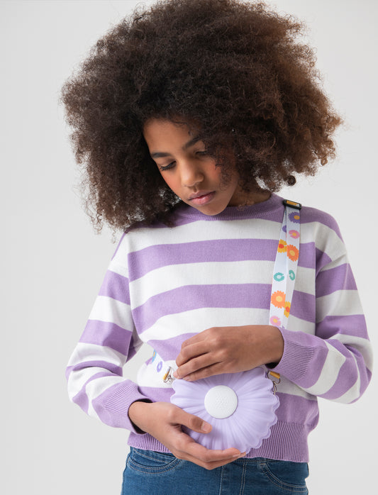 Maglione a righe da bambina - Lilla