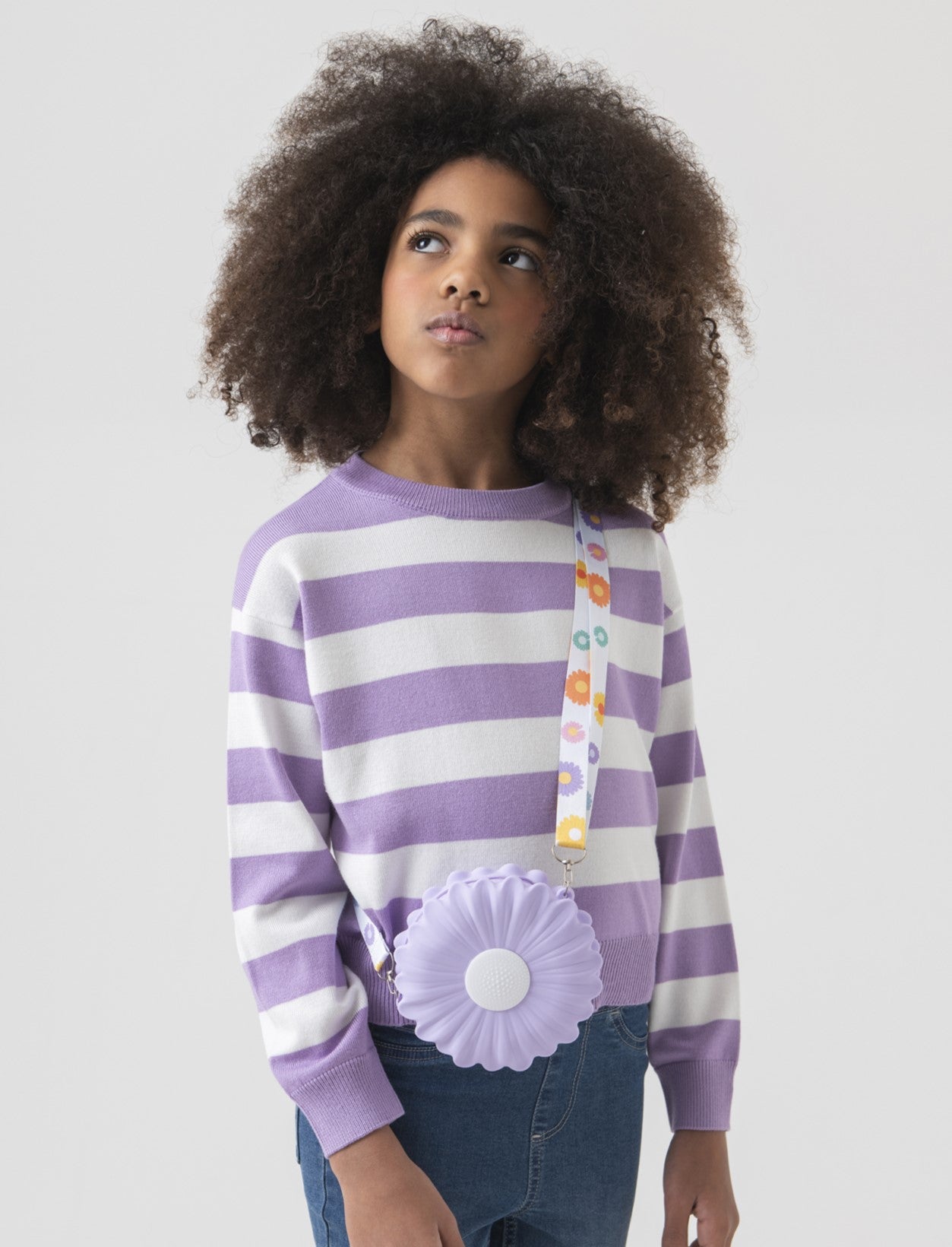 Maglione a righe da bambina - Lilla
