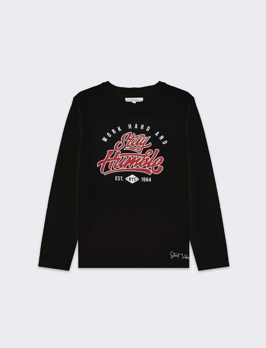 T-shirt in jersey con stampa da bambino - Nero