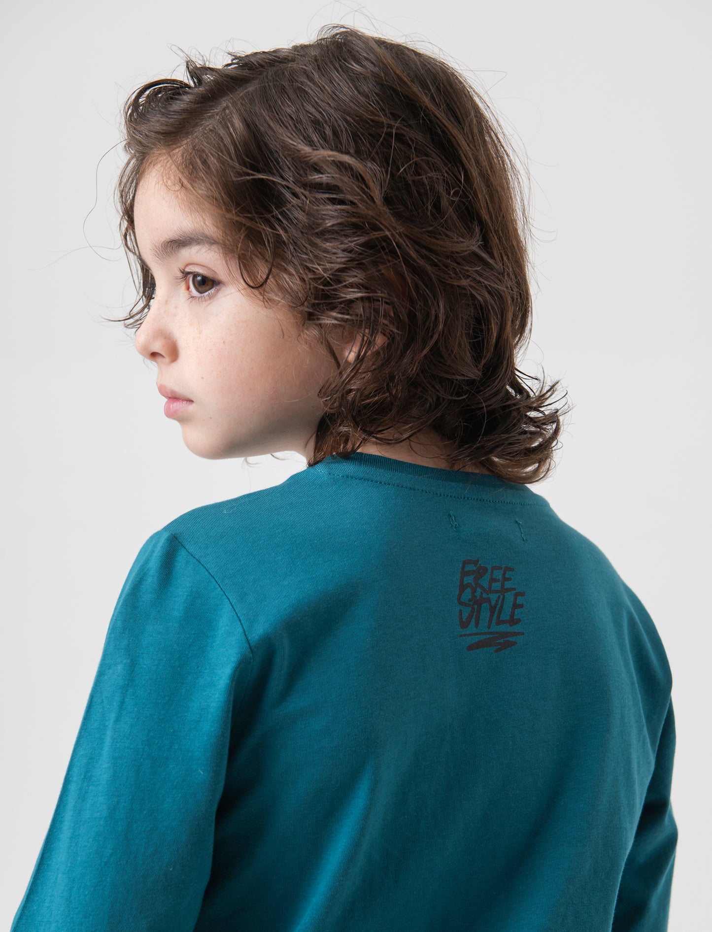 T-shirt girocollo da bambino - Verde Ottanio