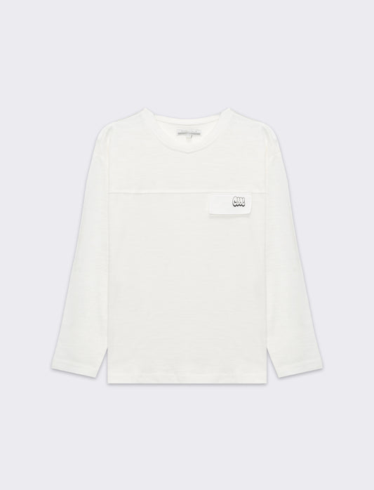 T-shirt in jersey fiammato da bambino - Bianco latte