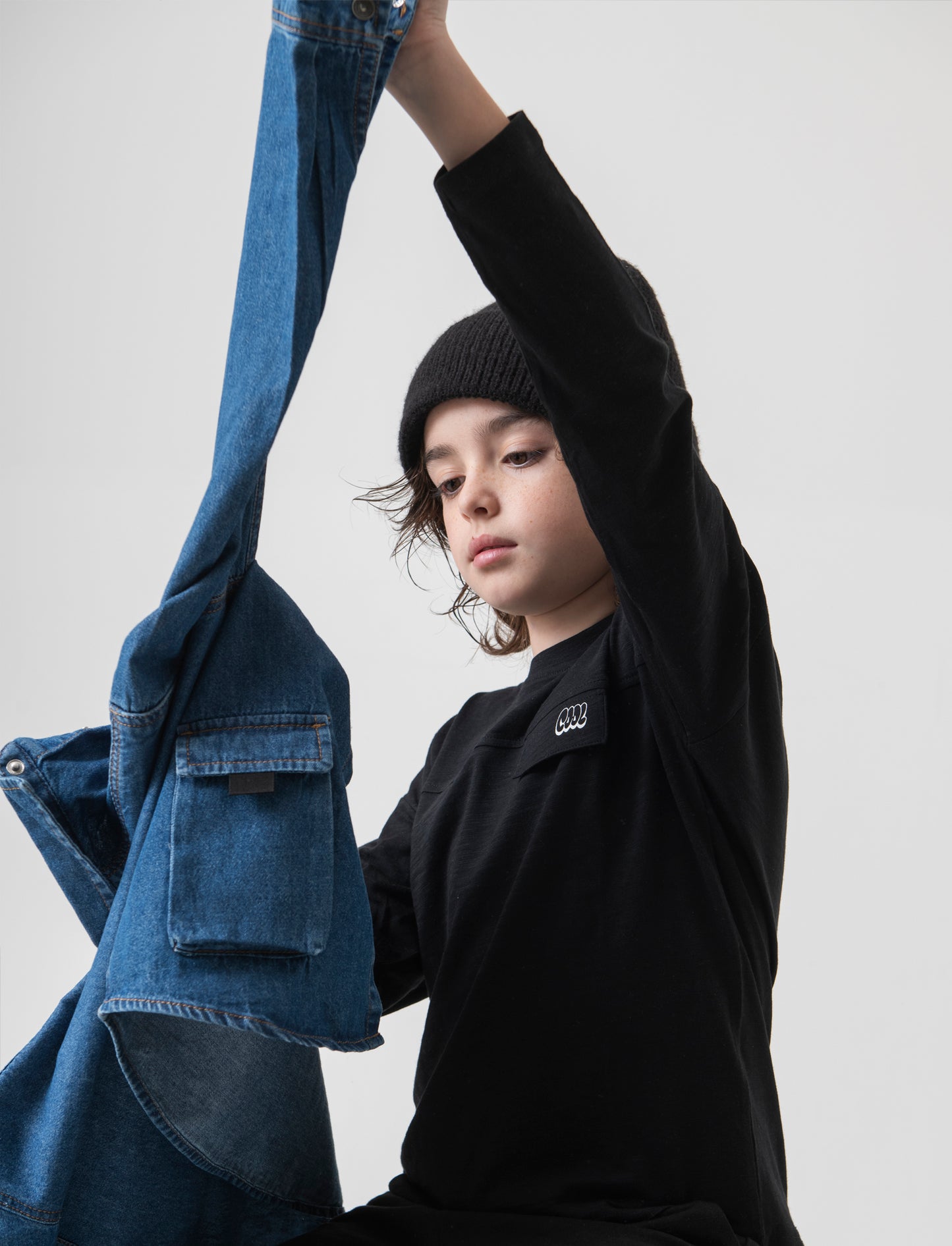 T-shirt in jersey fiammato da bambino - Nero