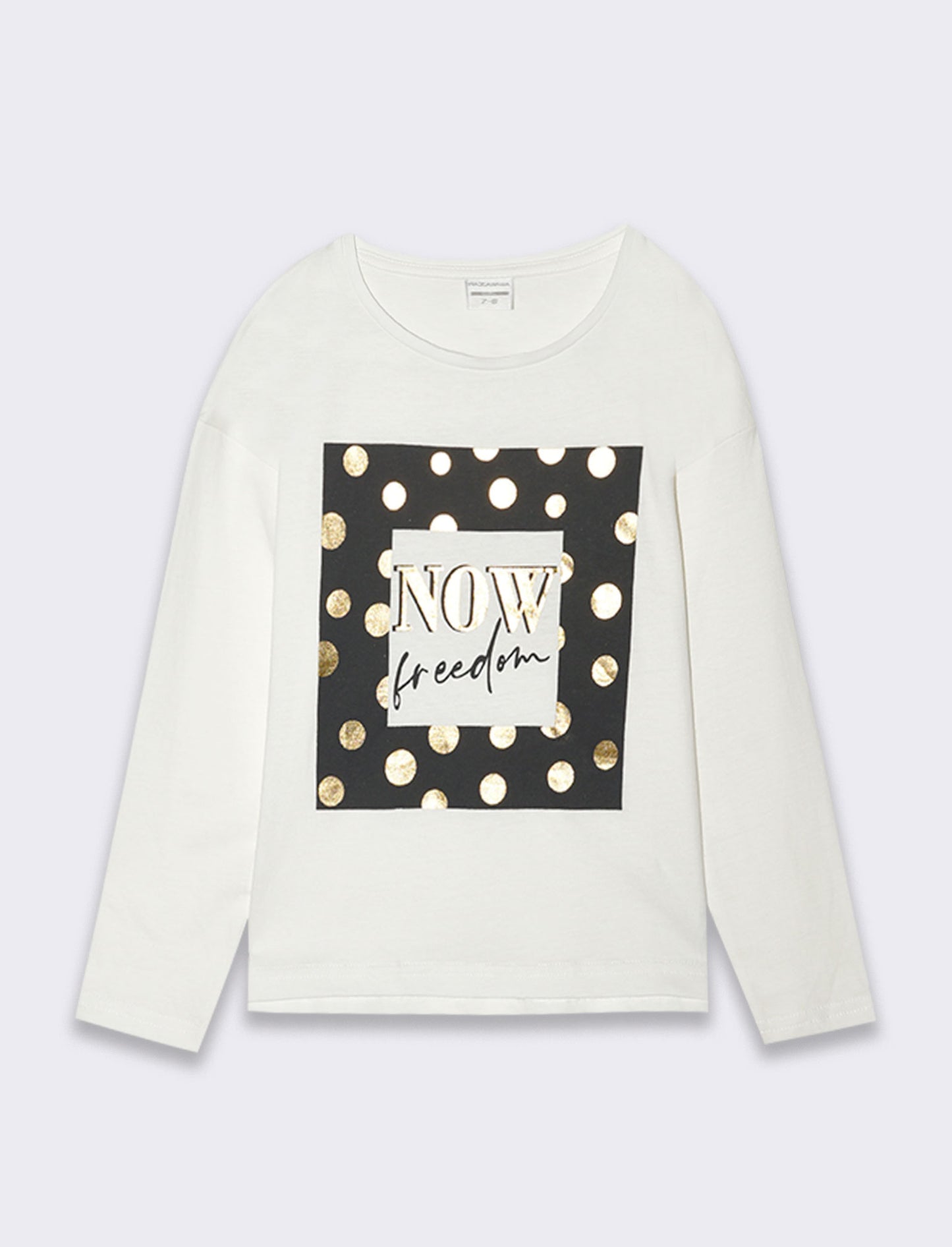 T-shirt girocollo con stampa lucida da bambina - Bianco latte