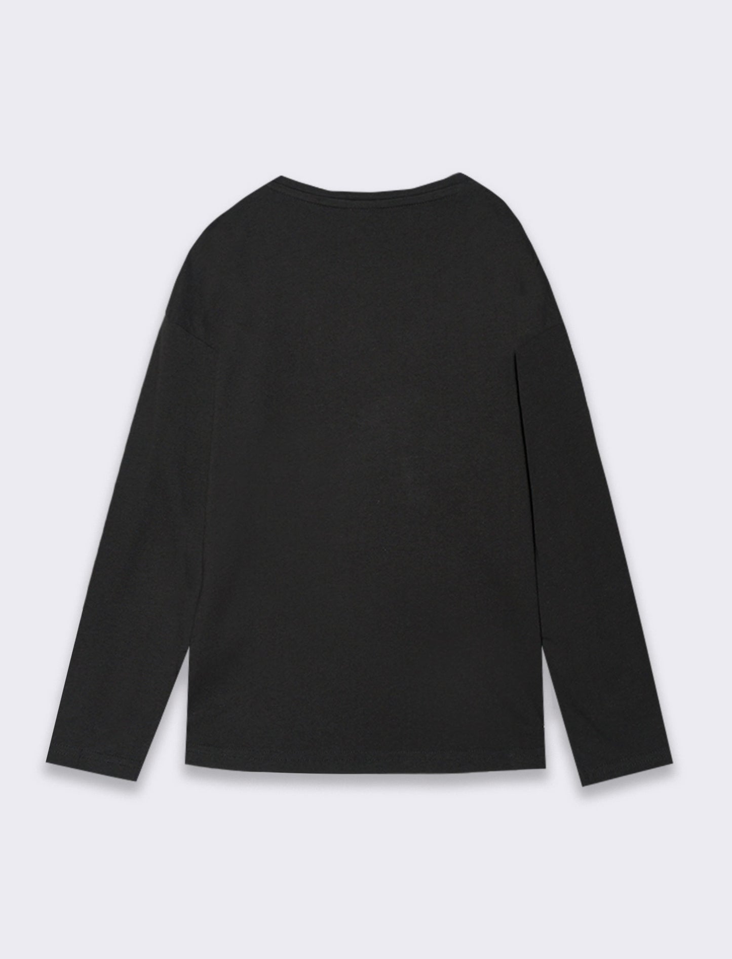 T-shirt girocollo con stampa lucida da bambina - Nero