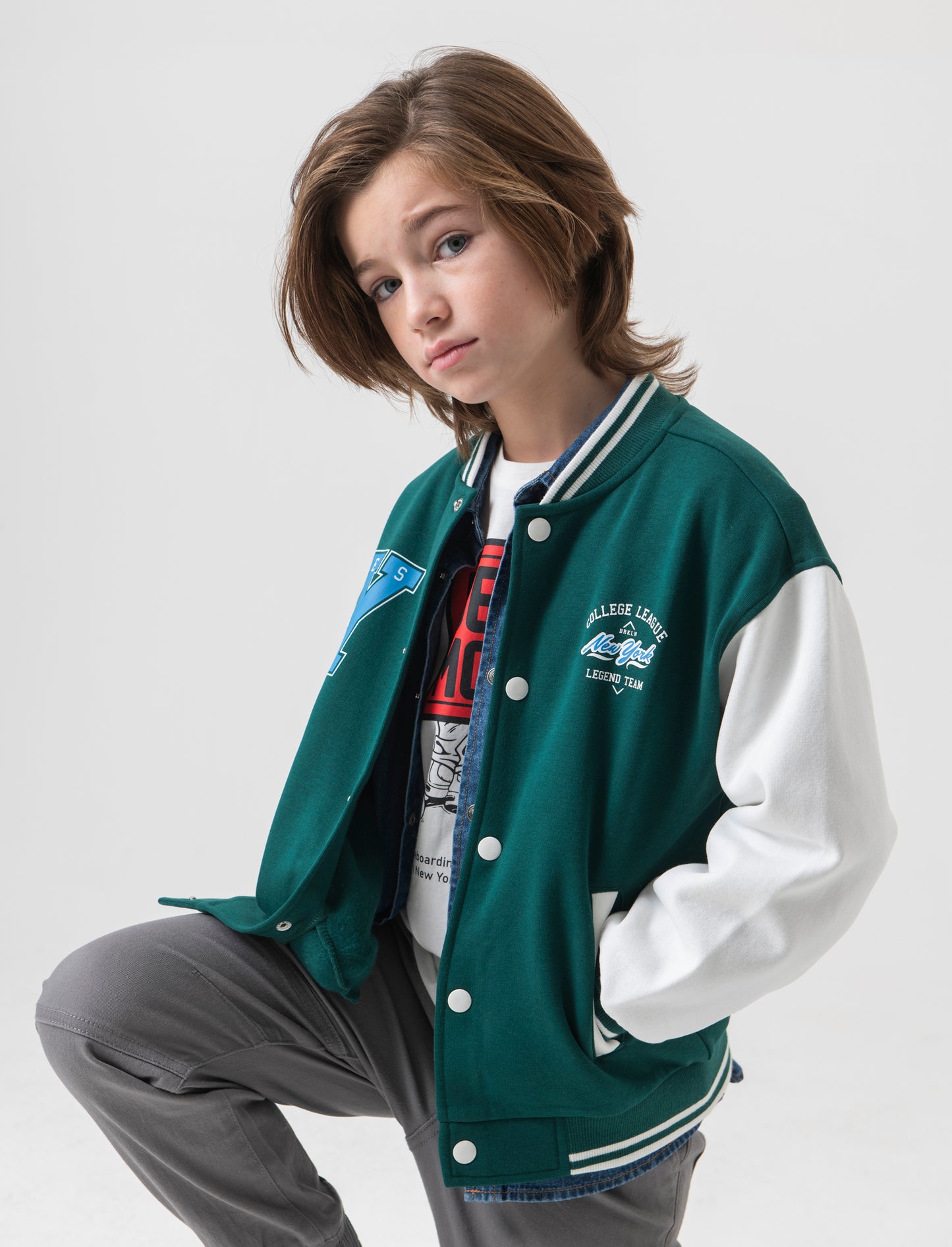 Felpa college da bambino - Verde