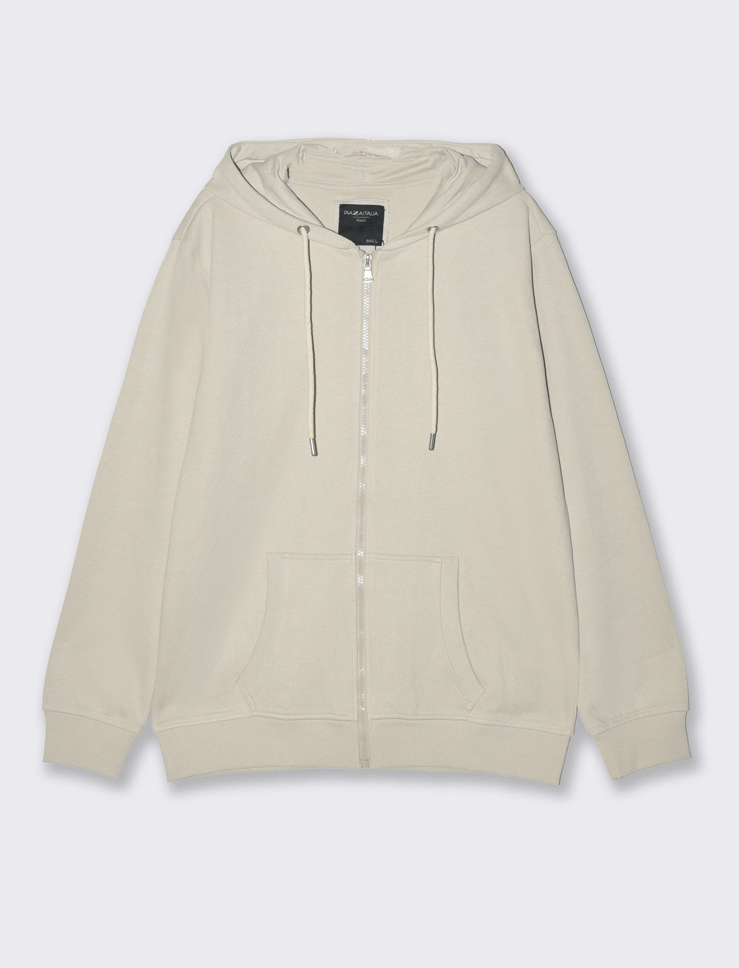 Man's pique hoodie with zipper - Grey