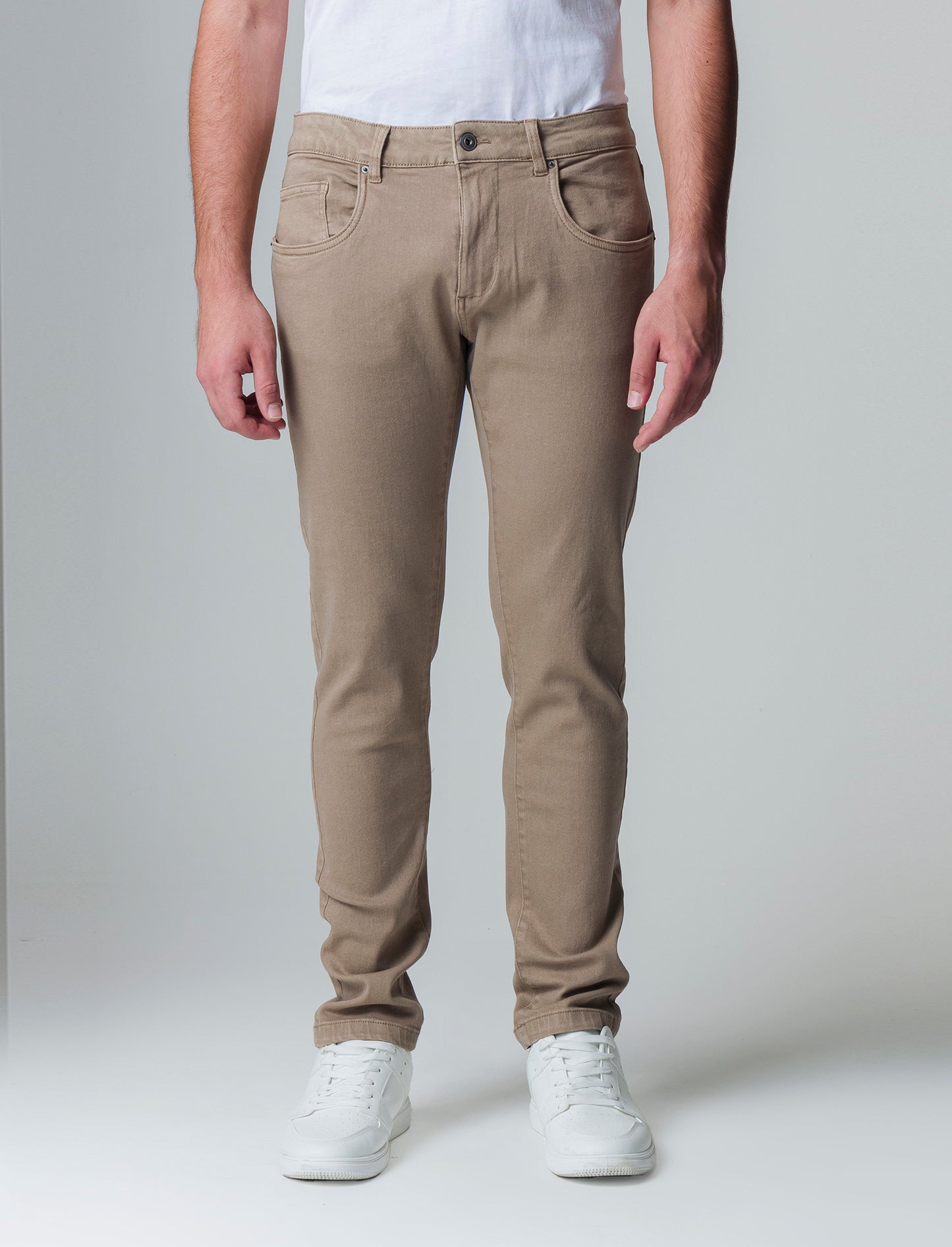 Pantaloni 5 tasche slim fit da uomo - Grigio tortora