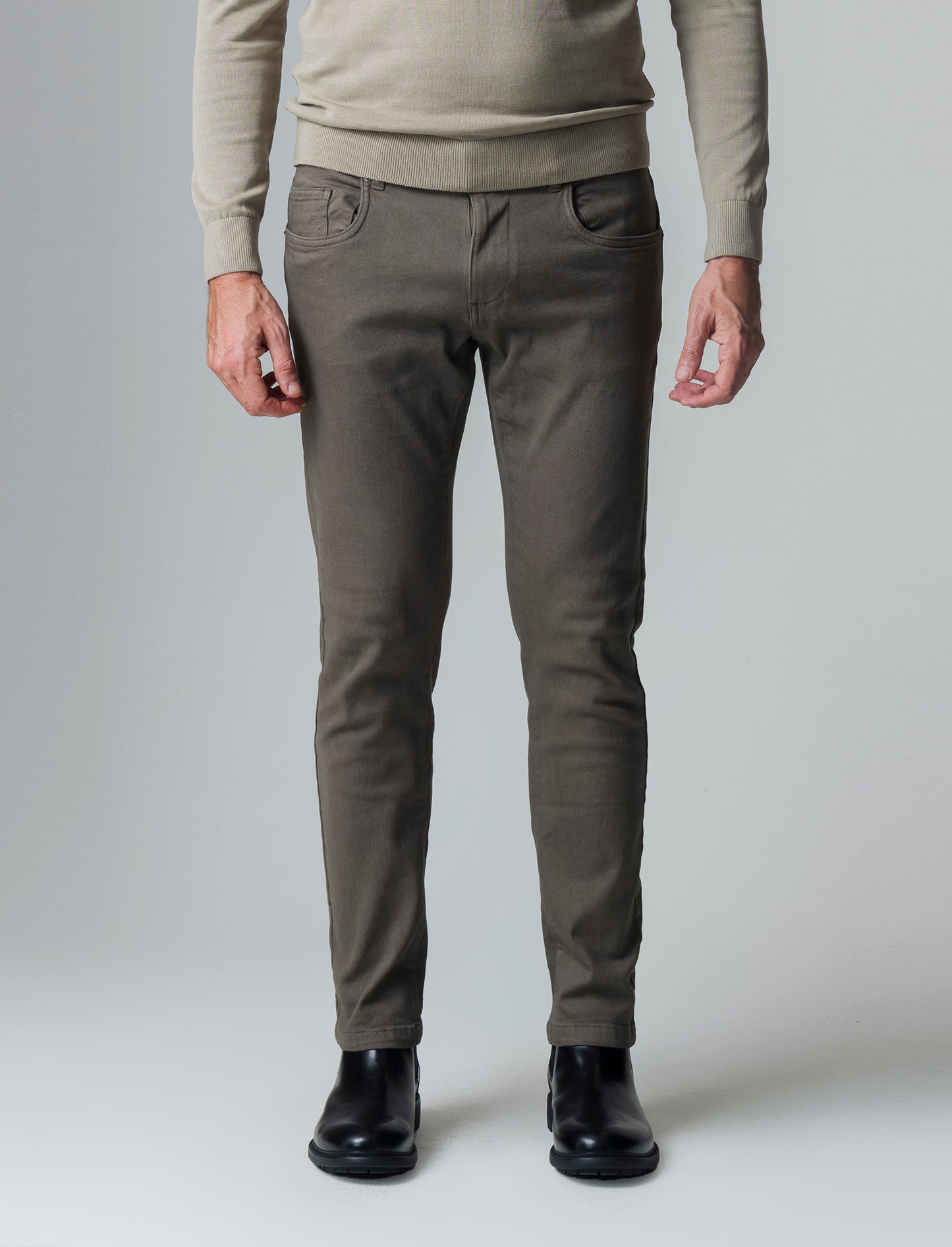 Pantaloni 5 tasche slim fit da uomo - Verde kaki