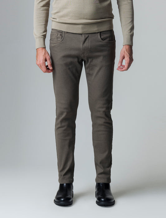 Pantaloni 5 tasche slim fit da uomo - Verde kaki
