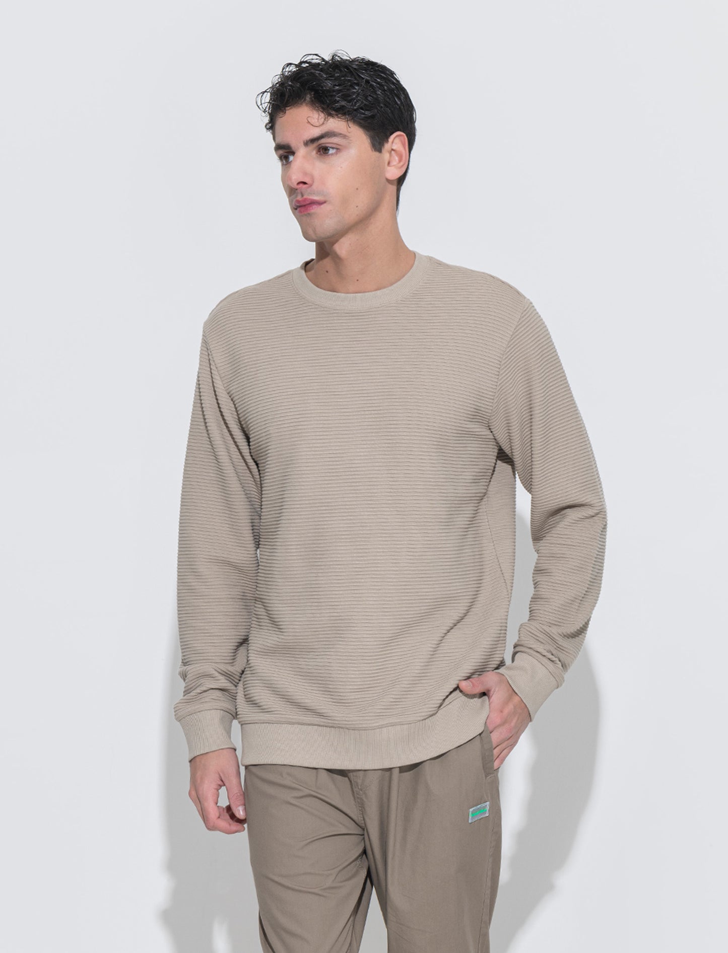 Man's ottoman structure crewneck sweatshirt - Green