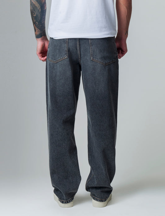 Jeans denim grigio extra loose fit da uomo - Grigio