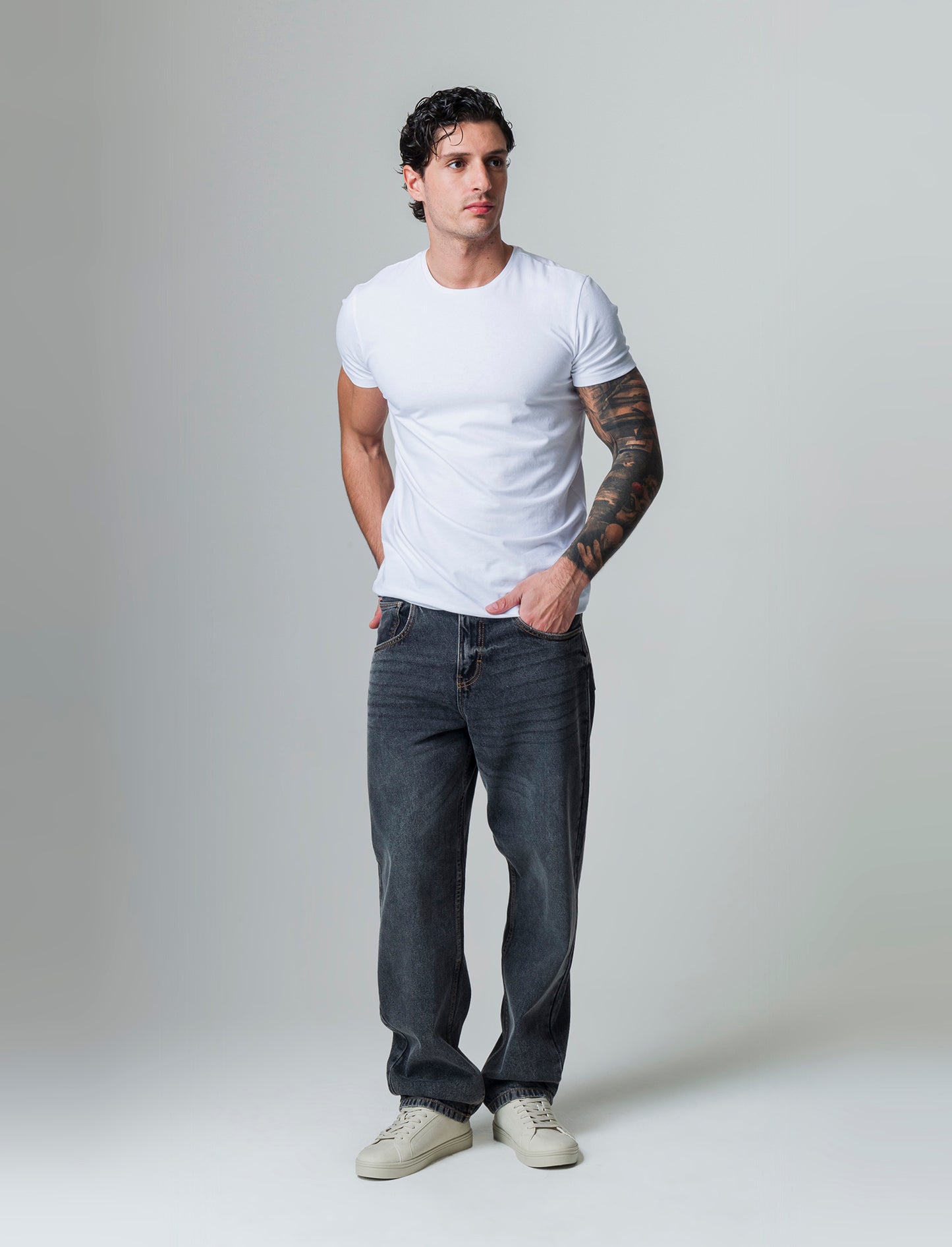 Man's extra loose fit gray denim jeans - Grey