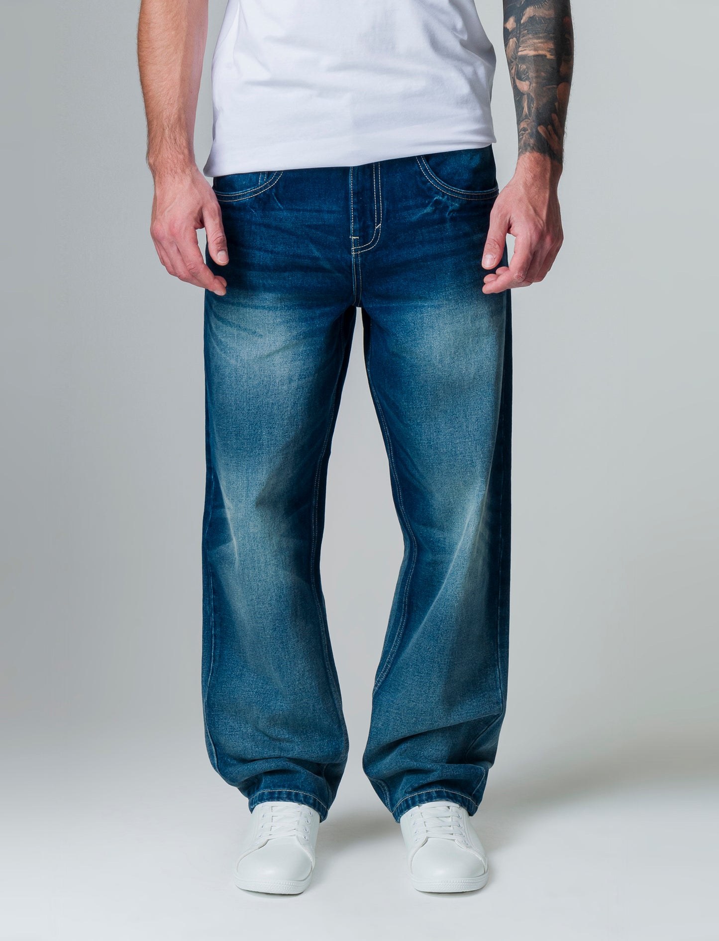 Jeans denim scuro extra loose fit da uomo - DENIM SCURO