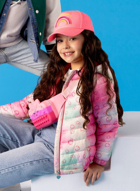 Piumino leggero da bambina - Fuxia