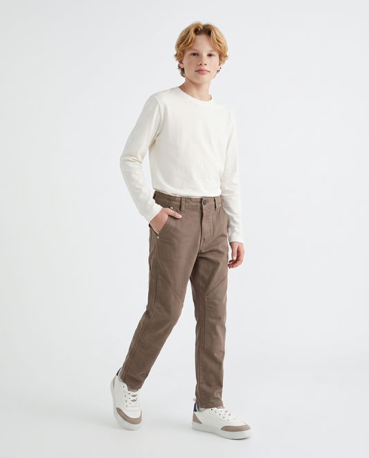 Twill trousers with pocket and details - Brown