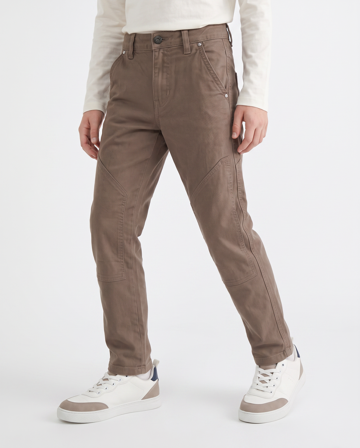 Twill trousers with pocket and details - Brown