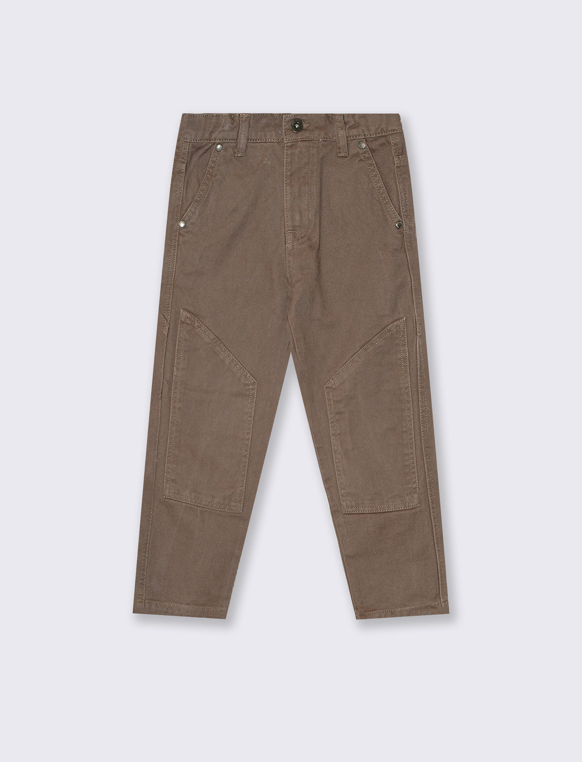 Twill trousers with pocket and details - Brown