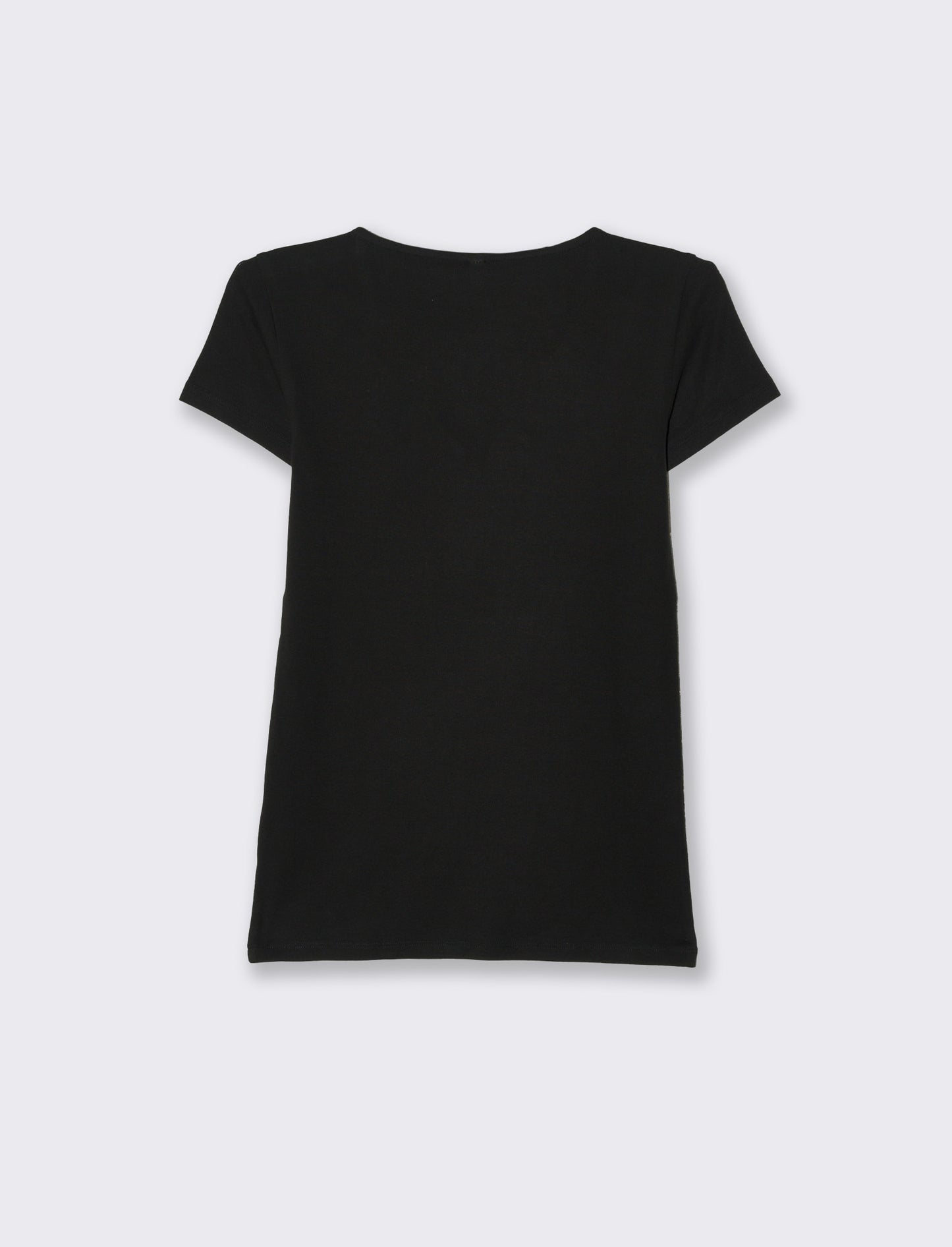 T-shirt con intreccio sul collo da donna - Nero
