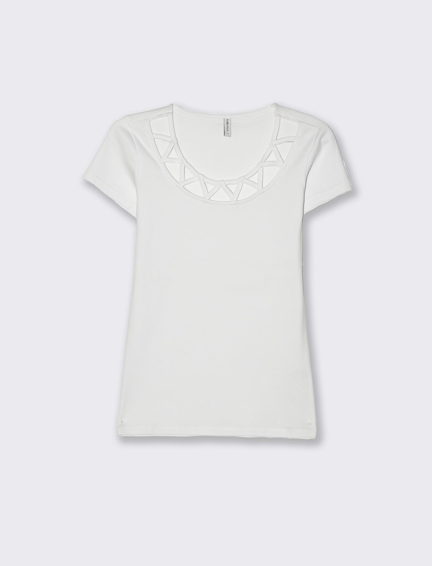 T-shirt con intreccio sul collo da donna - Bianco