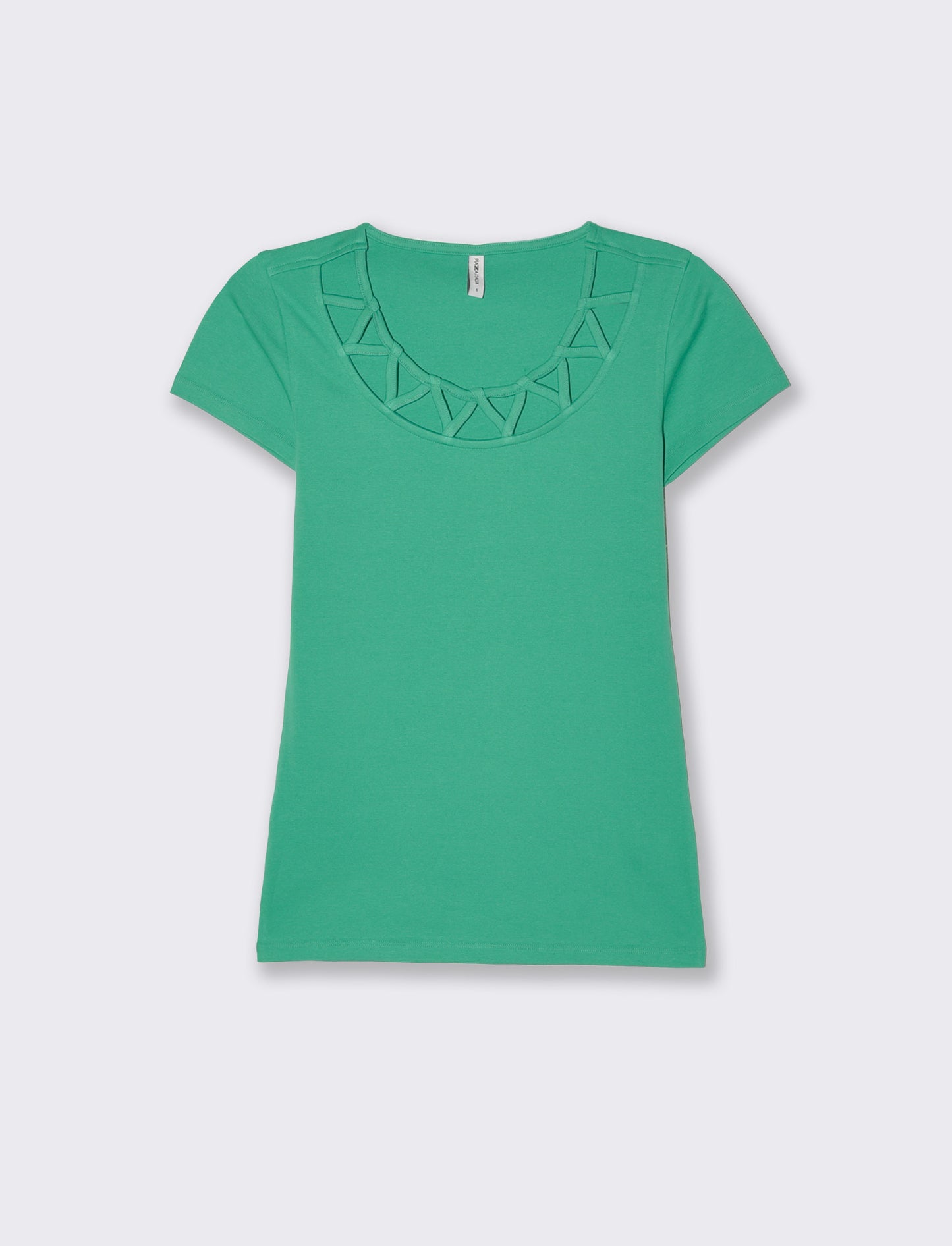 T-shirt con intreccio sul collo da donna - Verde smeraldo