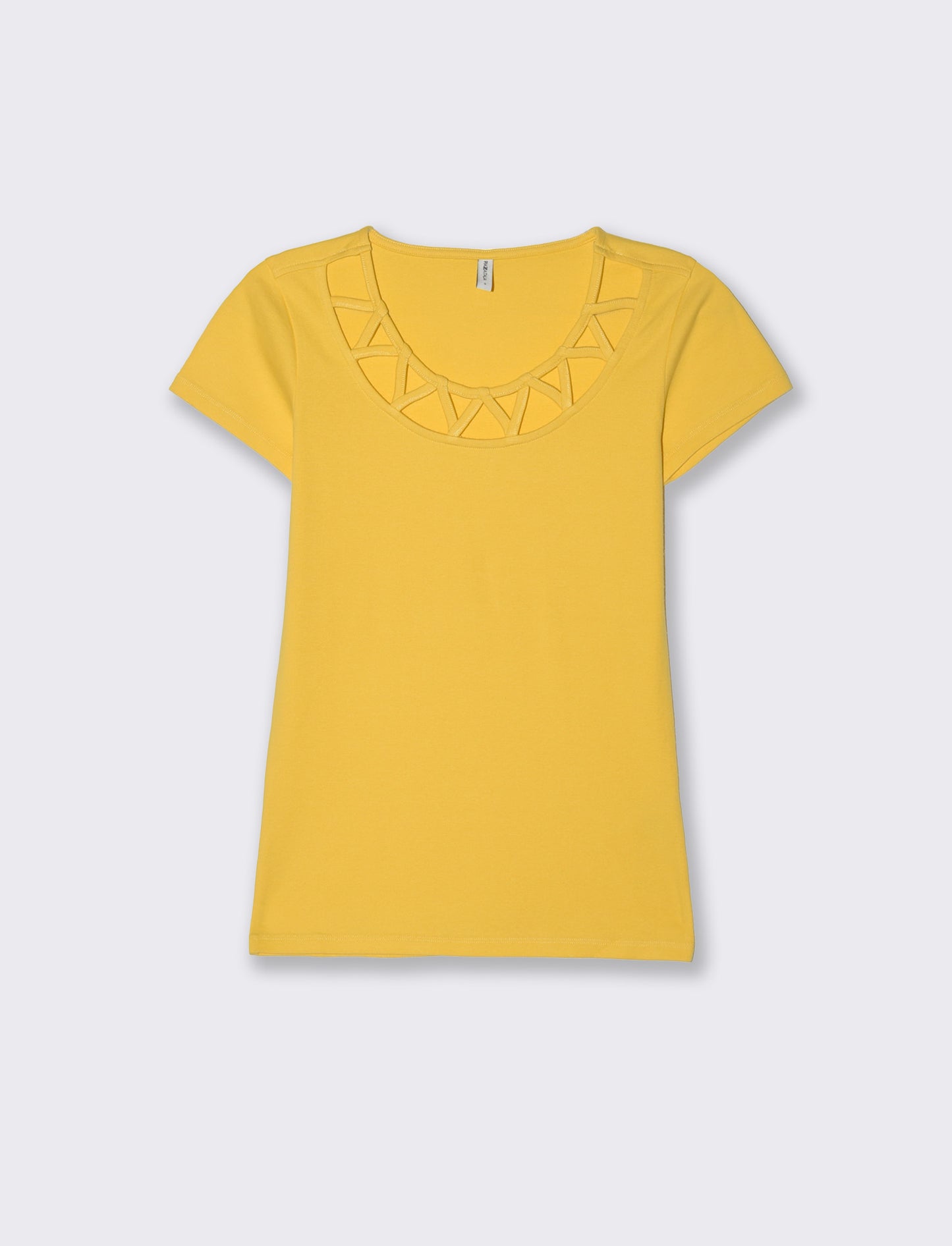 T-shirt con intreccio sul collo da donna - Giallo limone