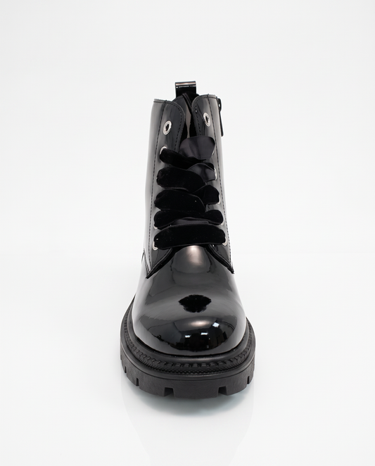 Velvet patent effect ankle boots for girls - Black