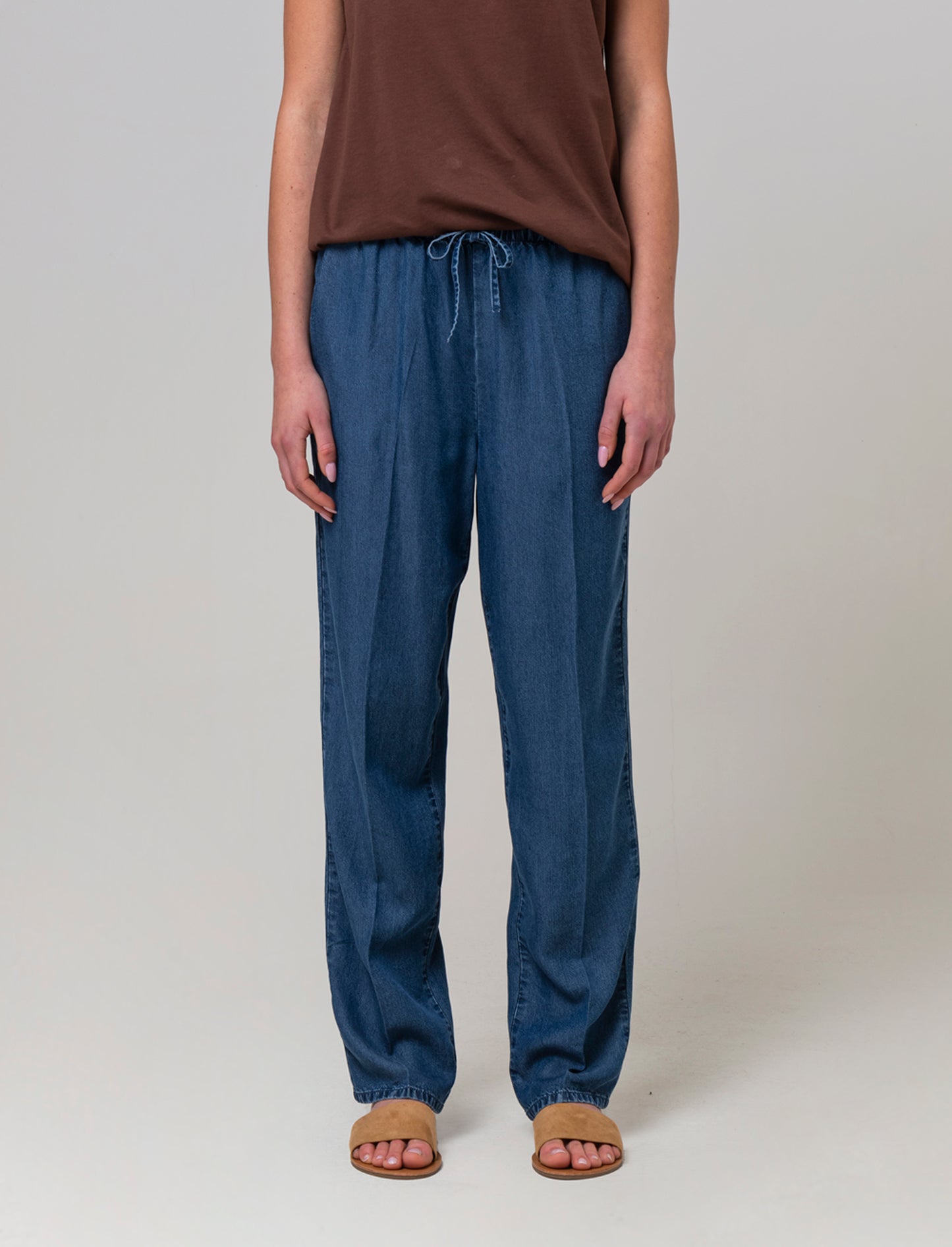 Pantalone con coulisse da donna - DENIM SCURO