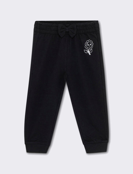 Jogger con fiocco da neonata - Nero