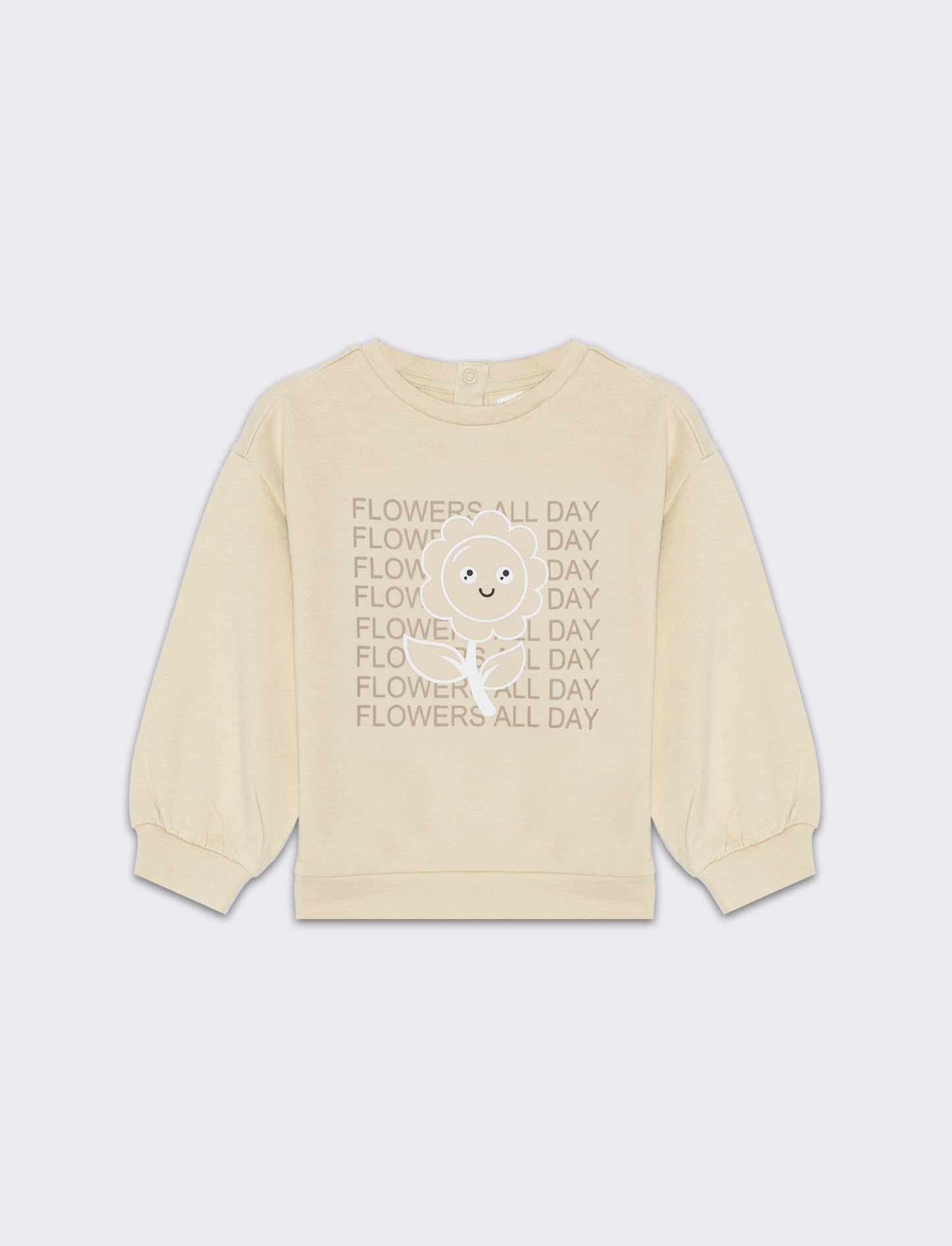 Felpa con rouches e stampa da neonata - Beige