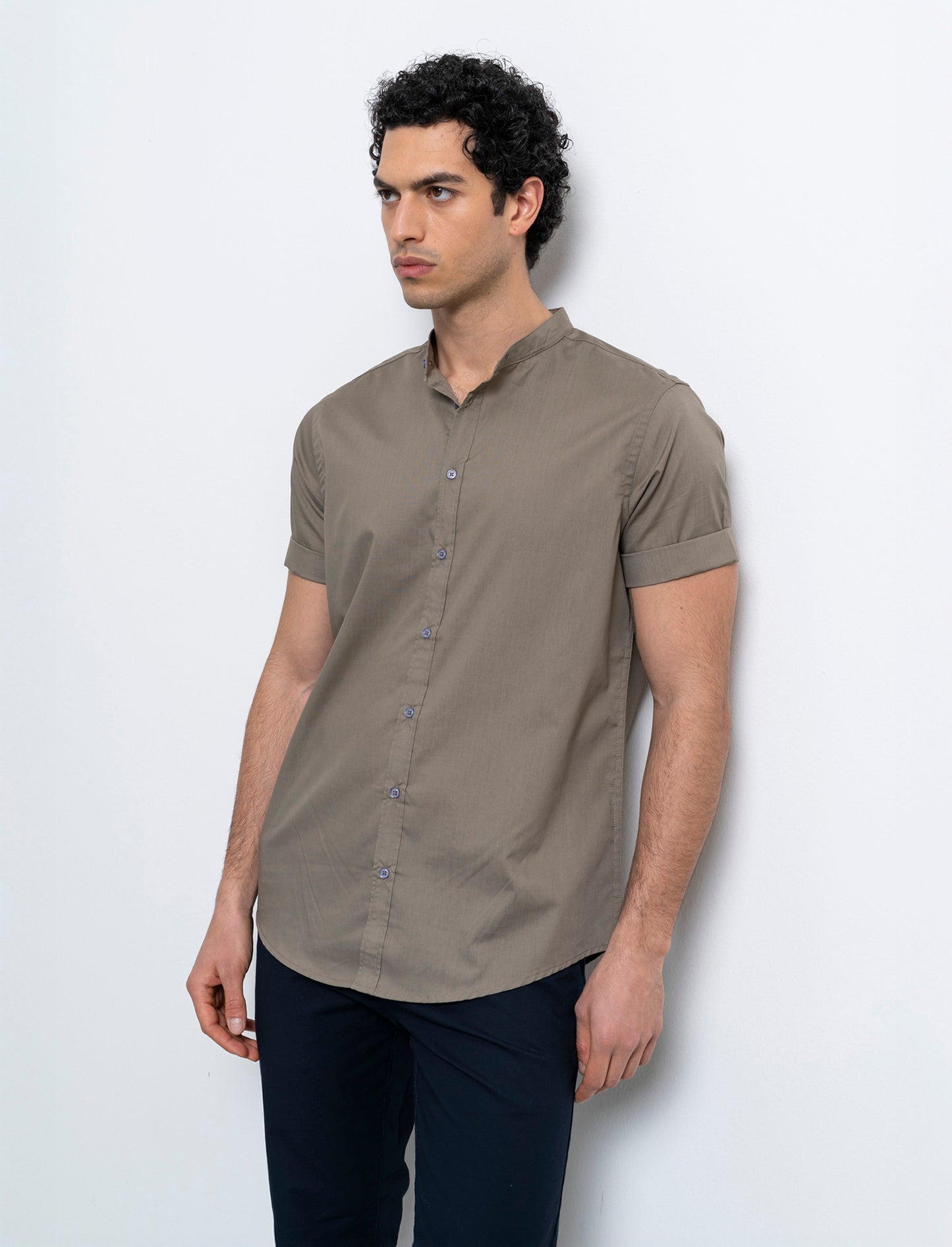 Camicia basic regular fit easy iron da uomo - Grigio fango