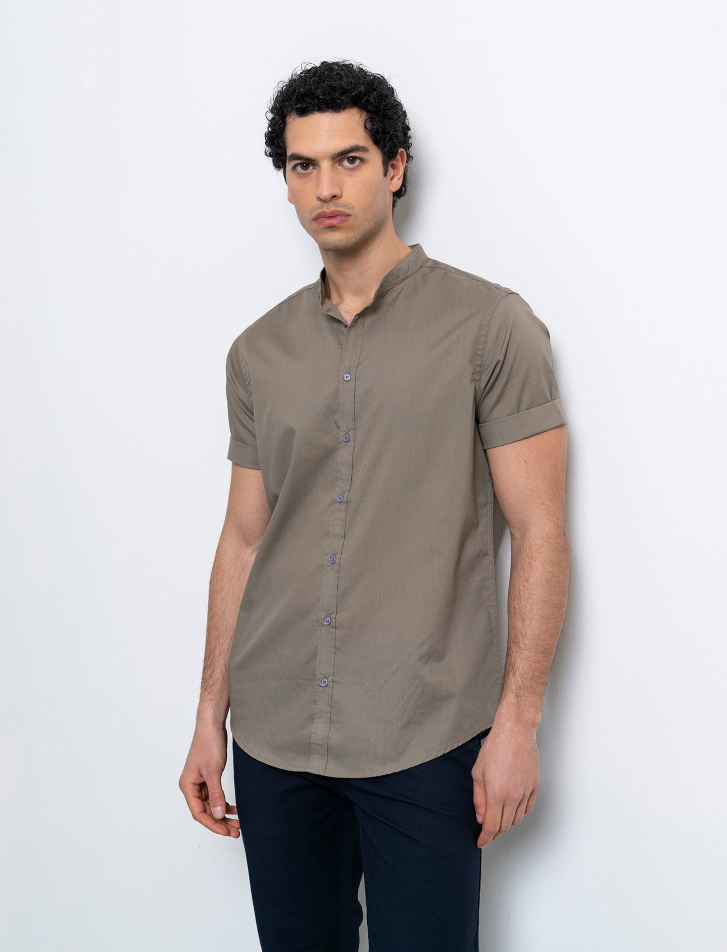 Camicia basic regular fit easy iron da uomo - Grigio fango