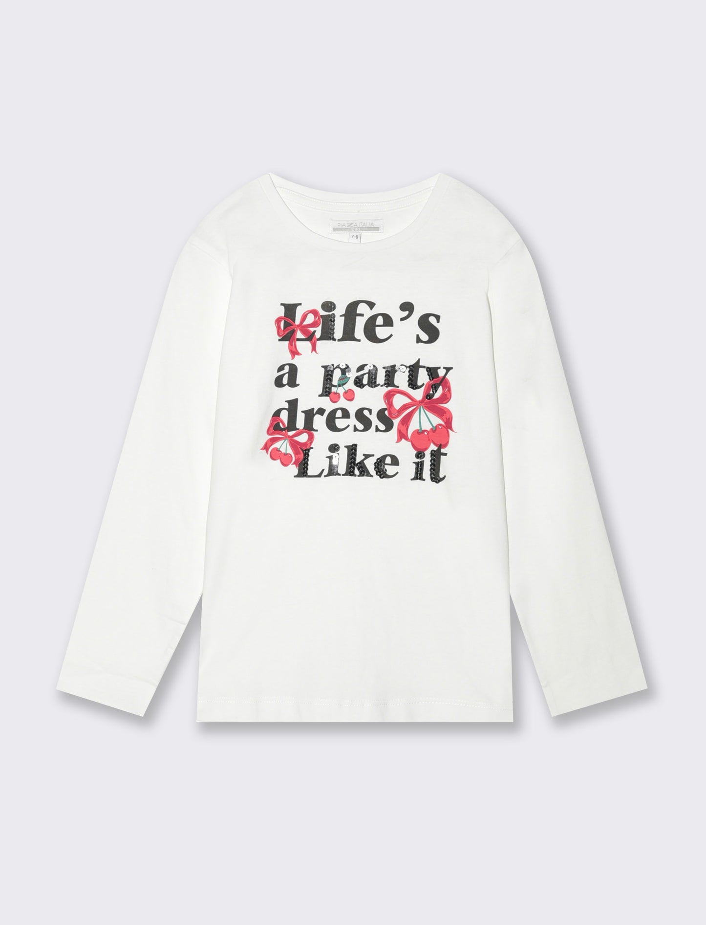 T-shirt manica lunga stampata da bambina - Bianco latte