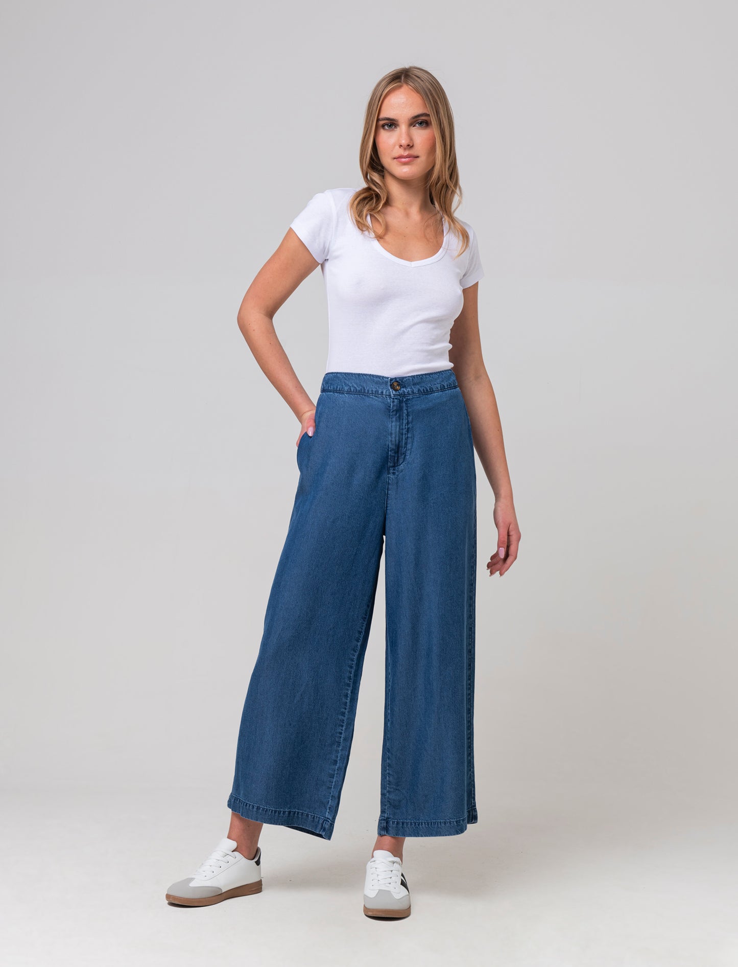 Pantalone gamba larga da donna - DENIM SCURO