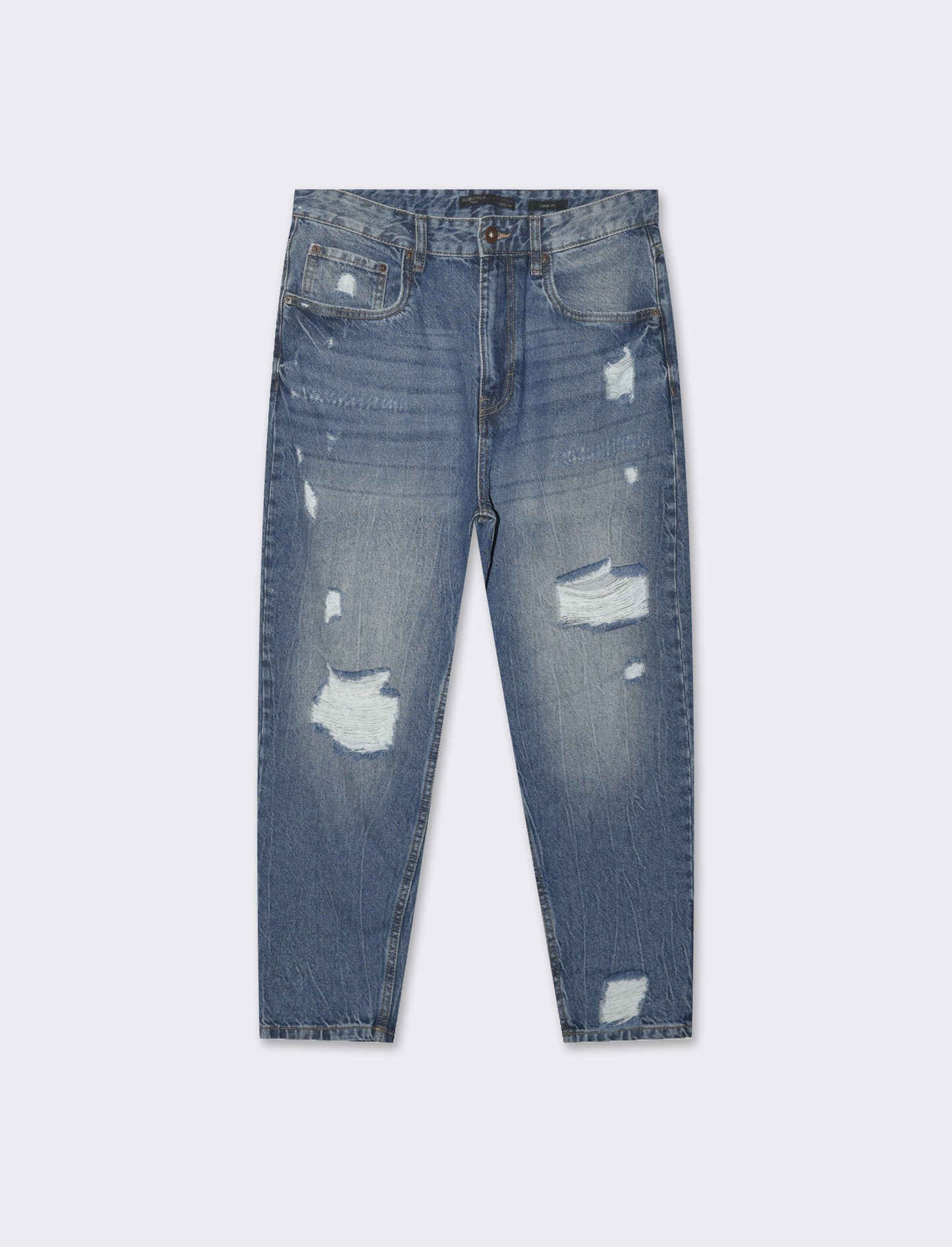 Jeans denim medio loose fit con strappi da uomo - Denim